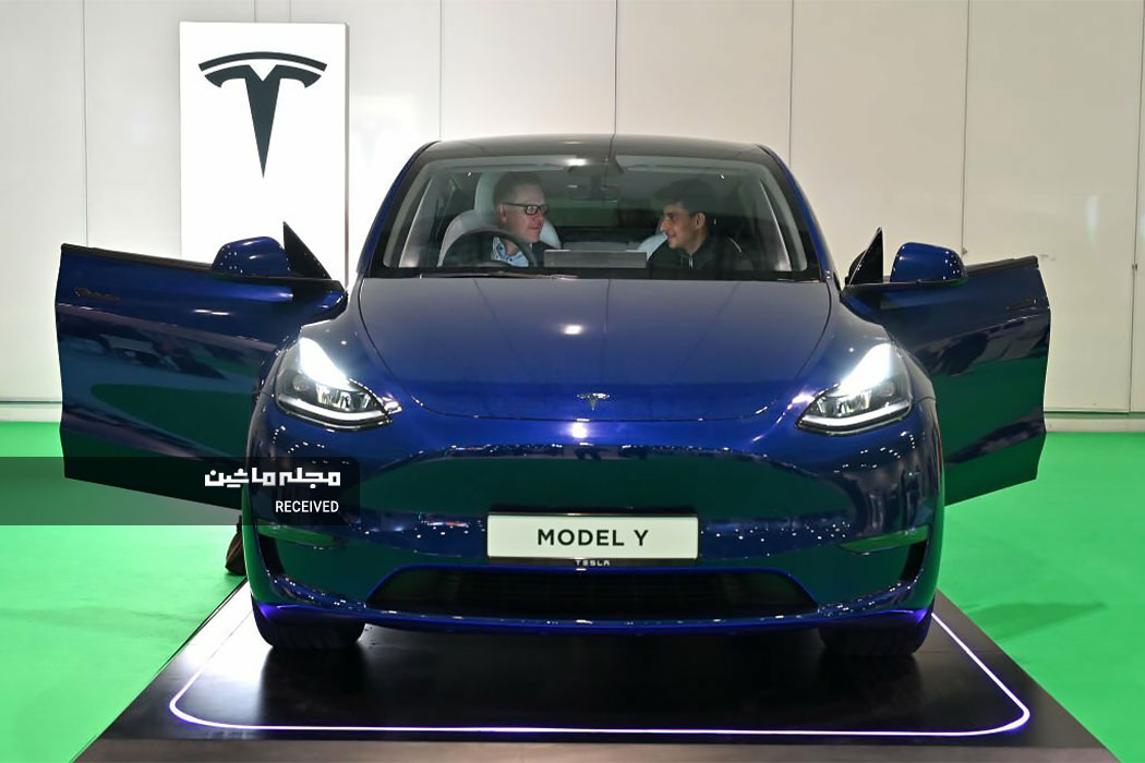 تسلا مدل وای در نمایشگاه خودروهای الکتریکی لندن 2023