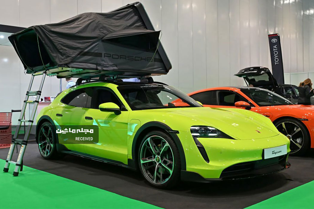 پورشه تایکان برقی با چادر سقفی در نمایشگاه خودروهای الکتریکی لندن 2023