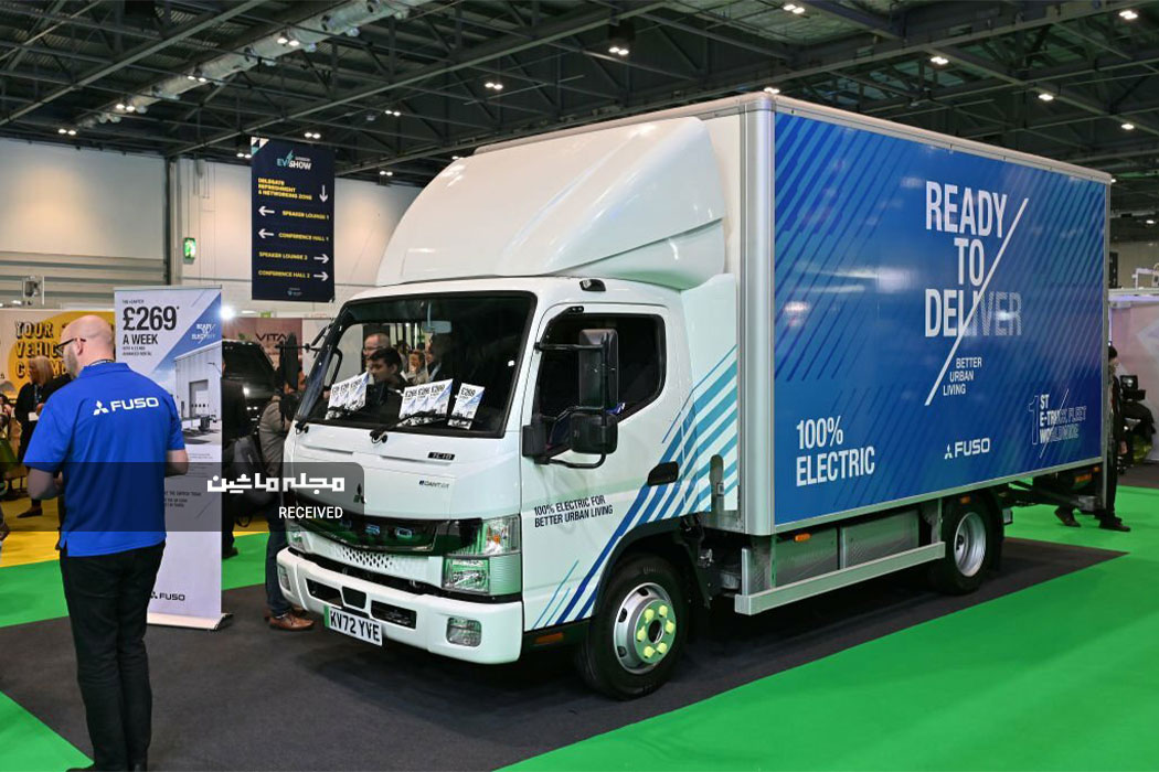 کامیون تمام الکتریکی میتسوبیشی فوسو ایی‌کانتر در نمایشگاه خودروهای الکتریکی لندن 2023