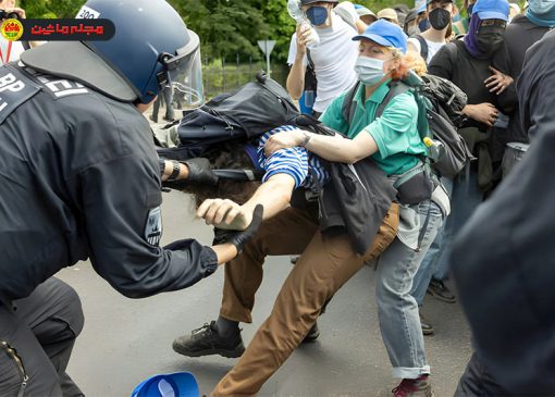 درگیری معترضان با پلیس بر سر توسعه کارخانه تسلا