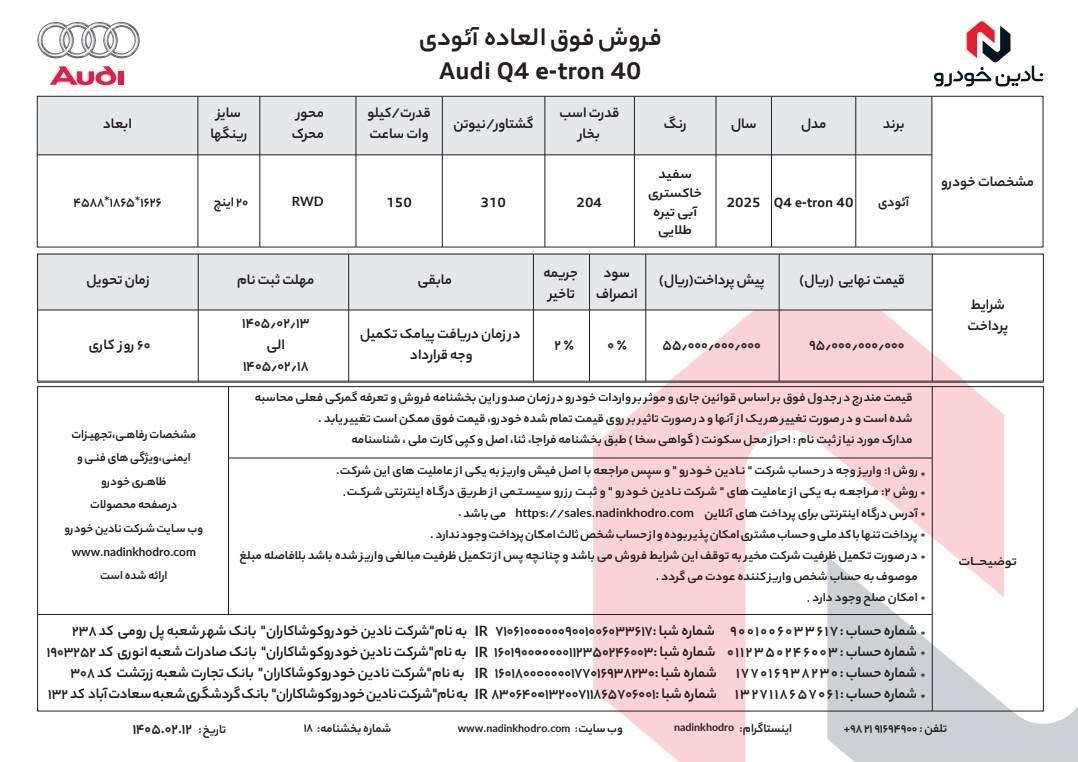 فروش فوق‌العاده آئودی Q4 e-tron 